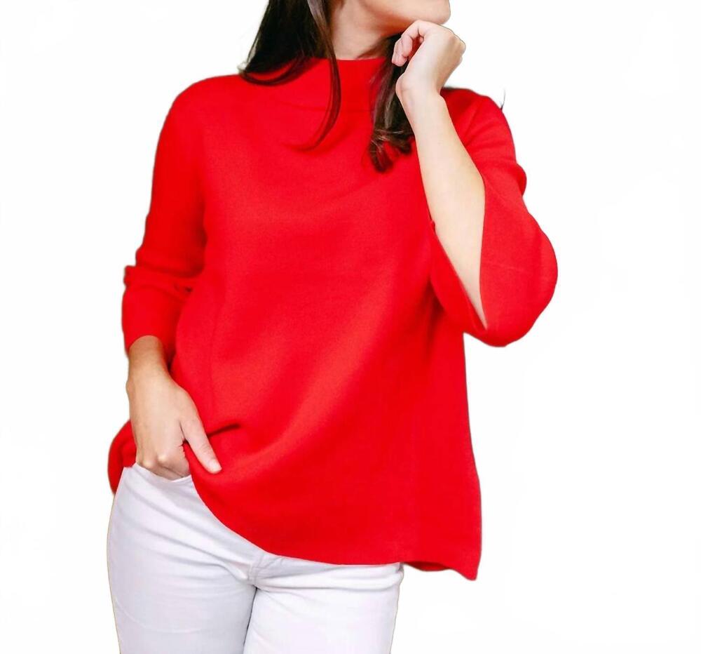 NEW FATE mock neck pullover sweater in red